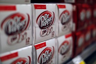 Dr Pepper soda cans for sale are pictured at a grocery store in Pasadena