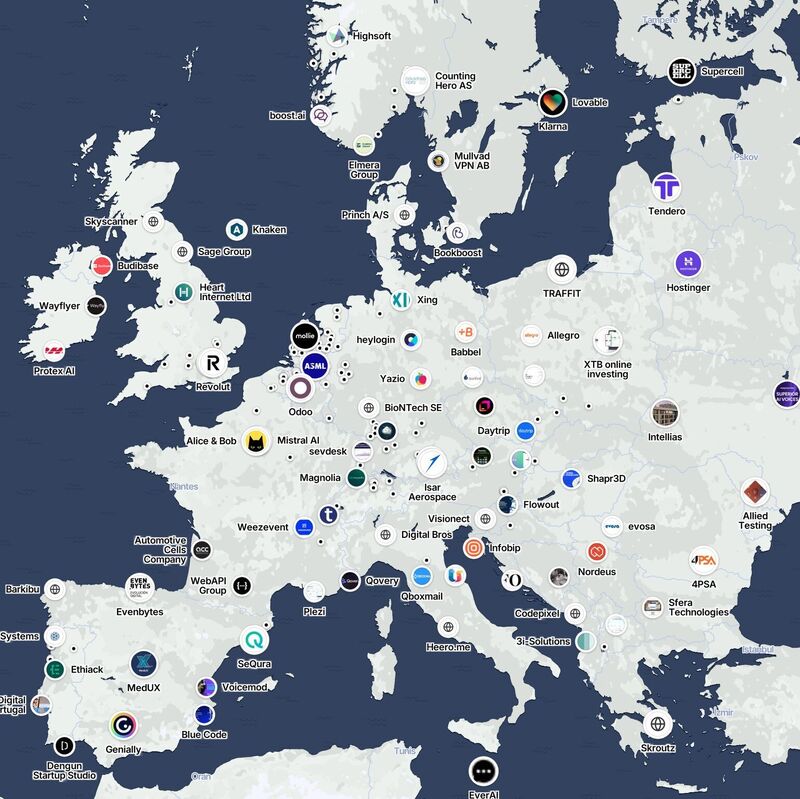 Europe Unicorn Map image