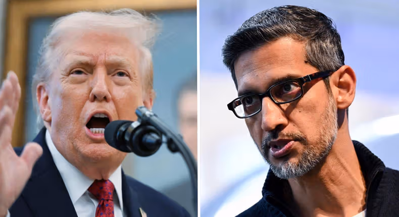 President Donald Trump and Alphabet and Google CEO Sundar Pichai