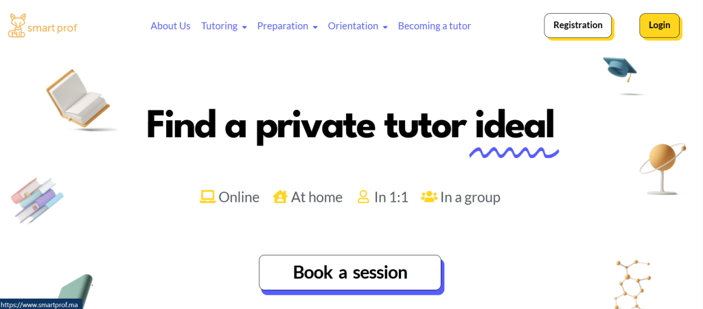 Young Moroccan graduates tutoring students through Smartprof’s digital platform, illustrating the startup’s mission to build a new generation of teaching talent.