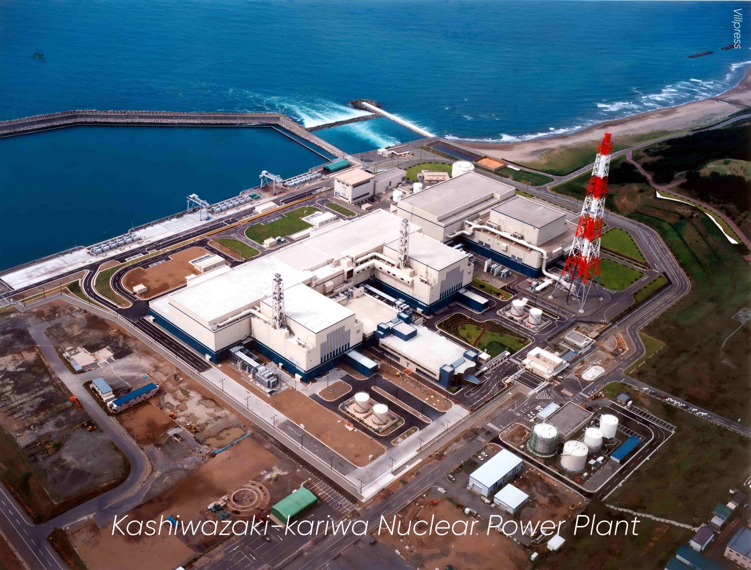 Aerial view of the Kashiwazaki-Kariwa nuclear power plant in Niigata, Japan, as the facility restarts operations after Fukushima
