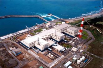 Aerial view of the Kashiwazaki-Kariwa nuclear power plant in Niigata, Japan, as the facility restarts operations after Fukushima